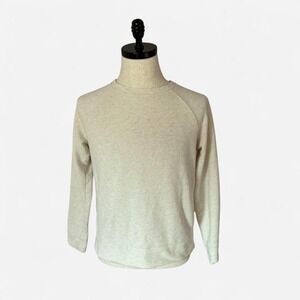 Athleta Heathered Beige Crew Neck Long Sleeve Pullover Sweatshirt‎